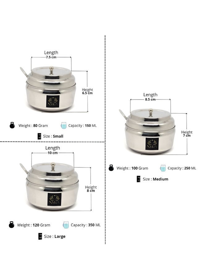 Nyra Kitchenware Silver Stainless Steel Dishwasher Safe 3 Piece Magnetic Fridge Container - Image 2